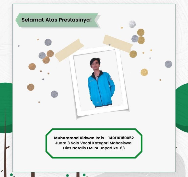 Selamat Kepada Juara 3  Solo Vokal di Perlombaan Dies Natalis FMIPA Unpad Ke-63