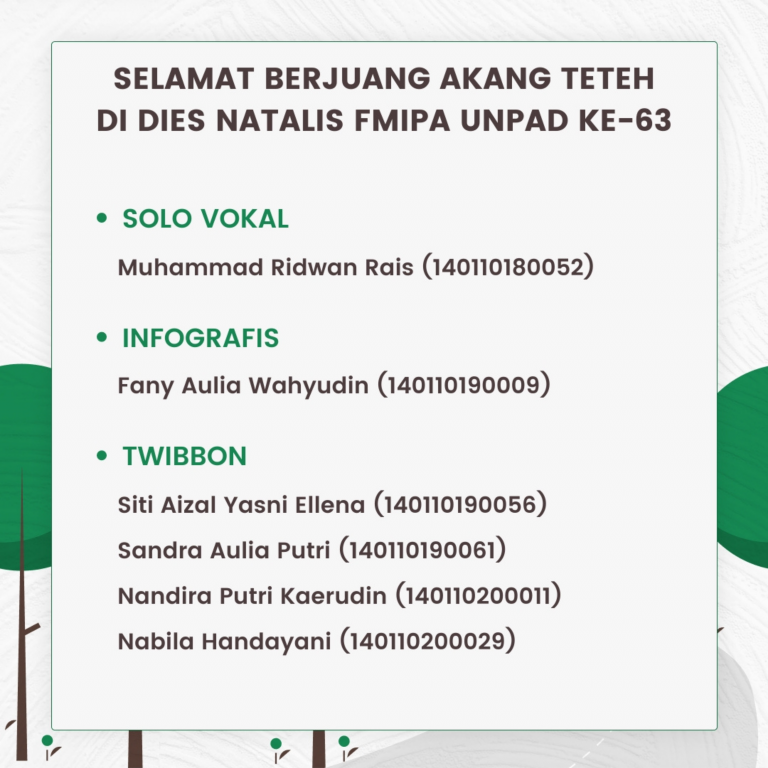 Selamat Berjuang di Perlombaan Dies Natalis FMIPA Unpad Ke-63