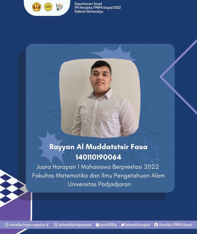 Selamat Kepada Juara Harapan 1 Mahasiswa Berprestasi 2022 FMIPA Unpad