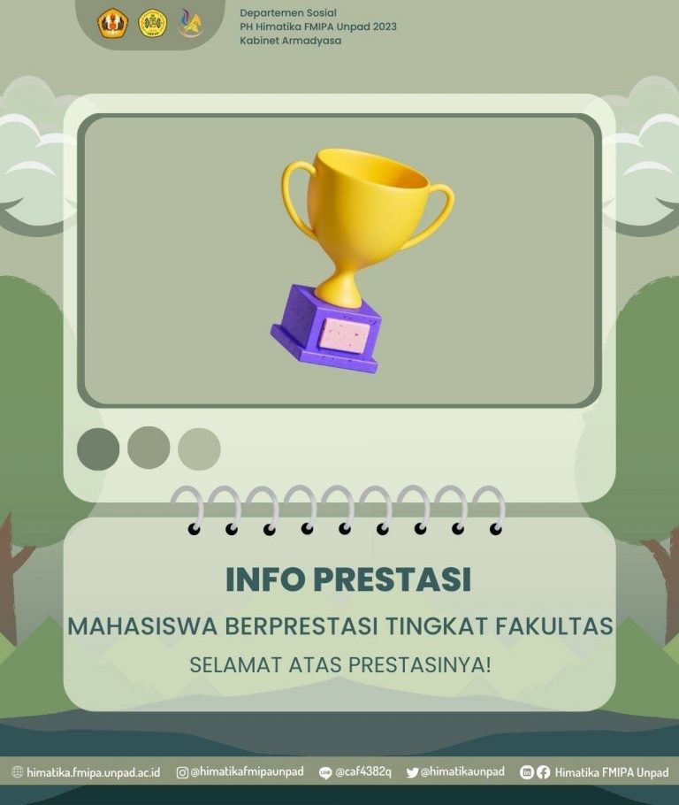 Selamat Atas Prestasinya Sebagai Juara Harapan 3 Mahasiswa Berprestasi 2023 Tingkat Fakultas MIPA Unpad