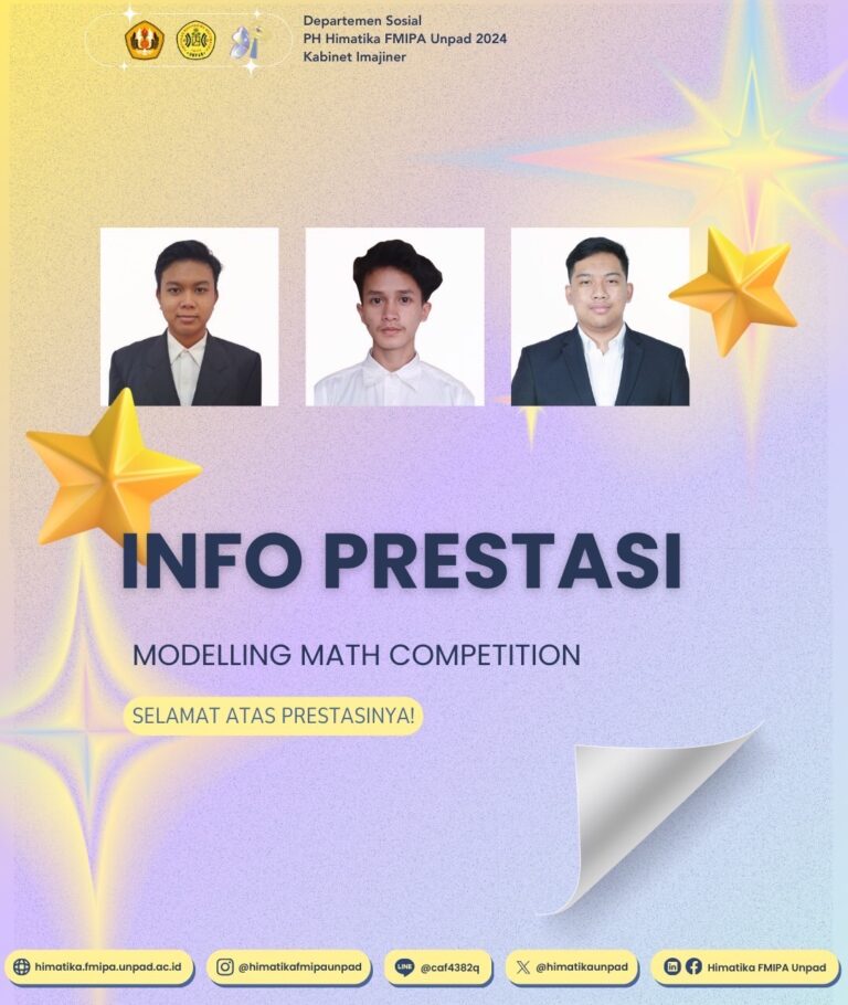 Selamat Atas Prestasinya Sebagai Peraih Juara 2 Modelling Math Competition Tingkat Nasional di Institut Teknologi Bandung.
